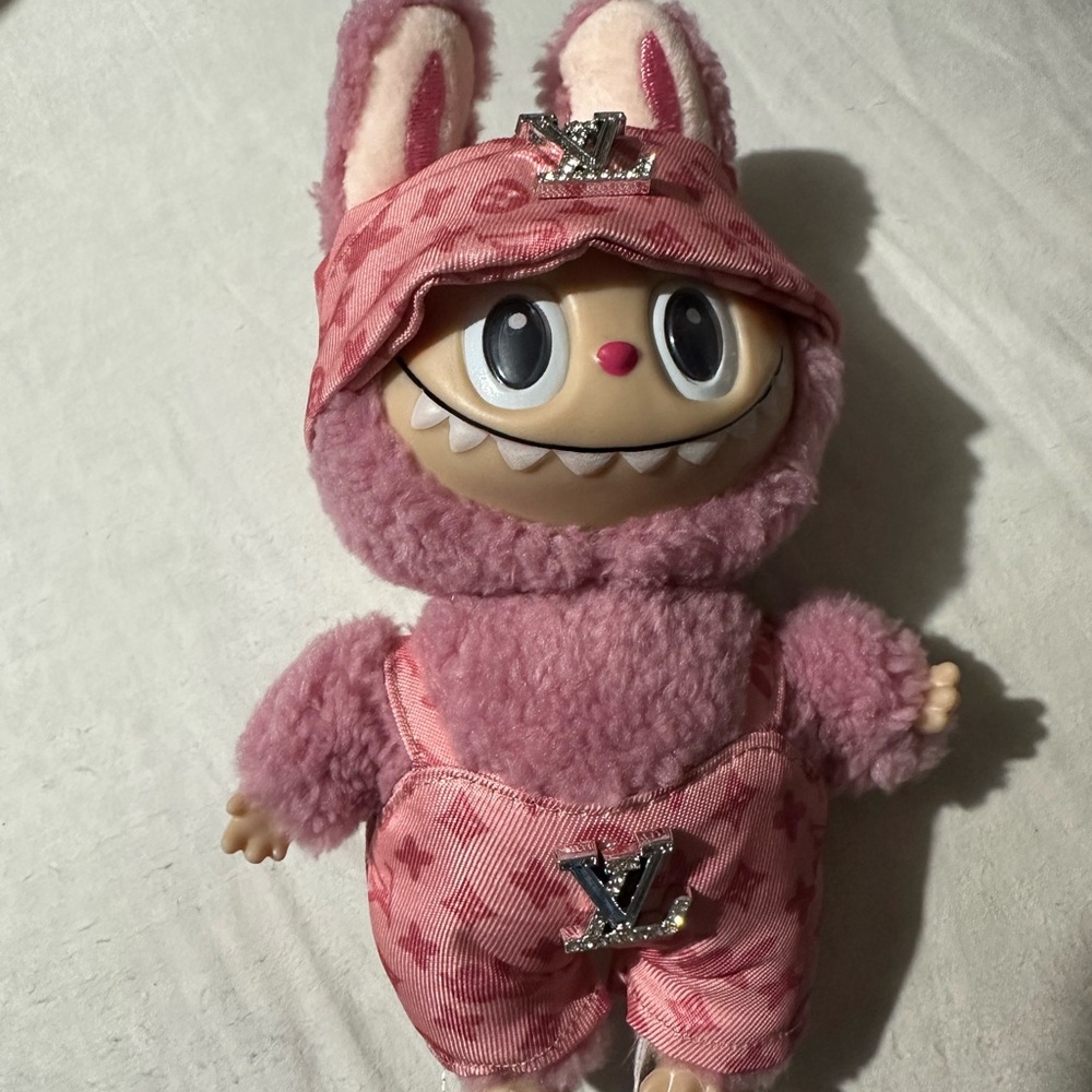 Pink Character Plush with Logo Accents. Inspired Labubu doll Not A Real Labubu.